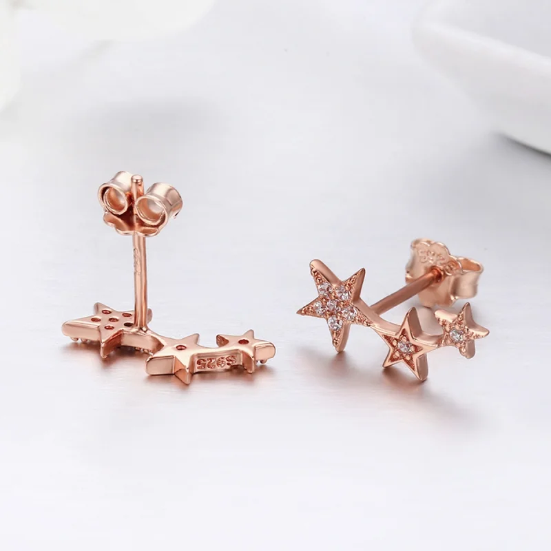 (image for) Pandora Style Rose Gold Secrets of Stars Stud Earrings - SCE291 - View 6