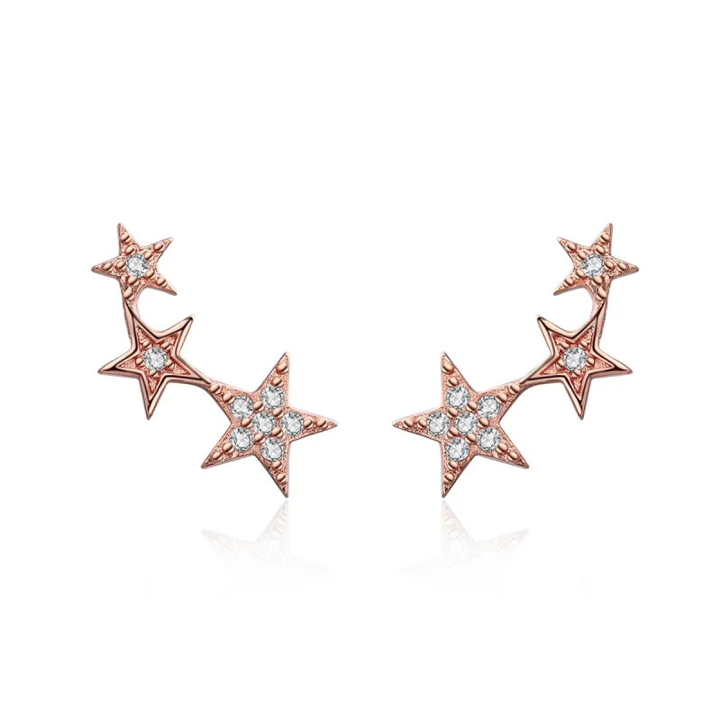 (image for) Pandora Style Rose Gold Secrets of Stars Stud Earrings - SCE291 - Product Image