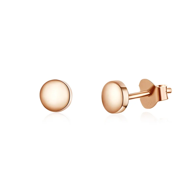 (image for) Pandora Style Rose Gold Simple Bean Stud Earrings - SCE705-C - Product Image