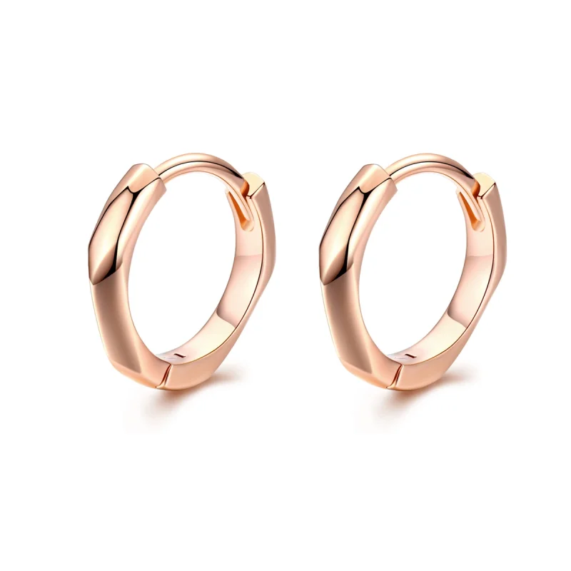 (image for) Pandora Style Rose Gold Simple Hoop Earrings - BSE119 - Product Image