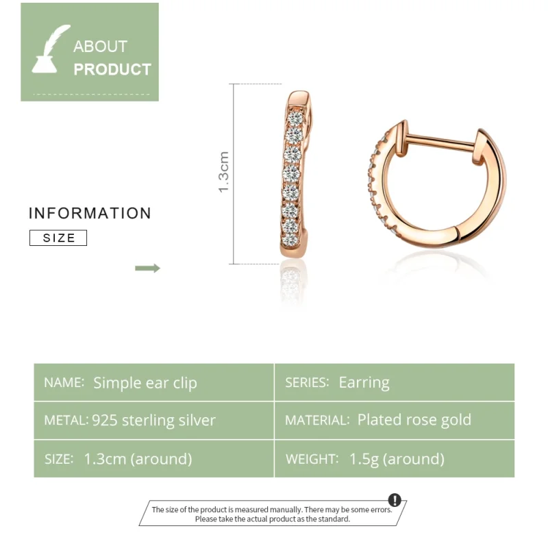 (image for) Pandora Style Rose Gold Small Circle Hoop Earrings - SCE498-C - View 2