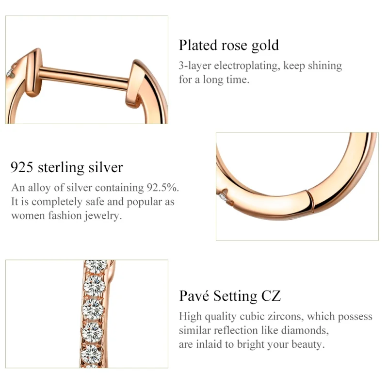 (image for) Pandora Style Rose Gold Small Circle Hoop Earrings - SCE498-C - View 3