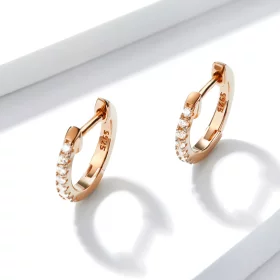 Pandora Style Rose Gold Small Circle Hoop Earrings - SCE498-C Pandora Style Rose Gold Small Circle Hoop Earrings - SCE498-C