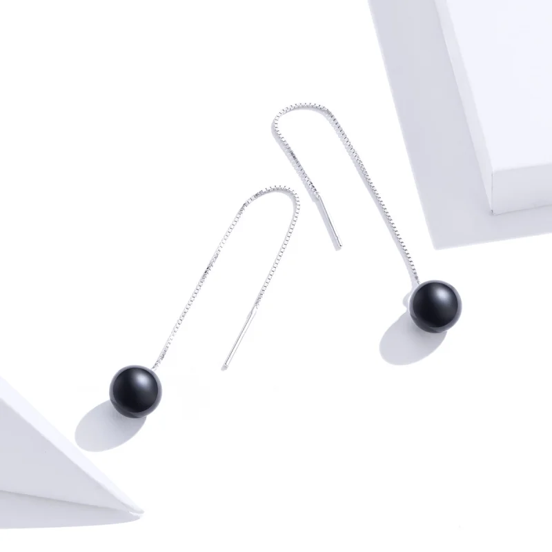 (image for) Pandora Style Silver Agate Dangle Earrings - SCE878 - View 3