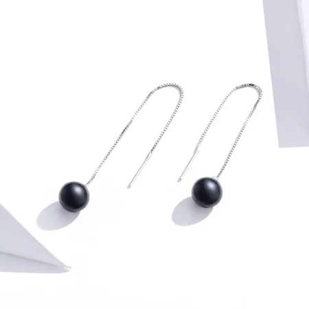 Pandora Style Silver Agate Dangle Earrings - SCE878