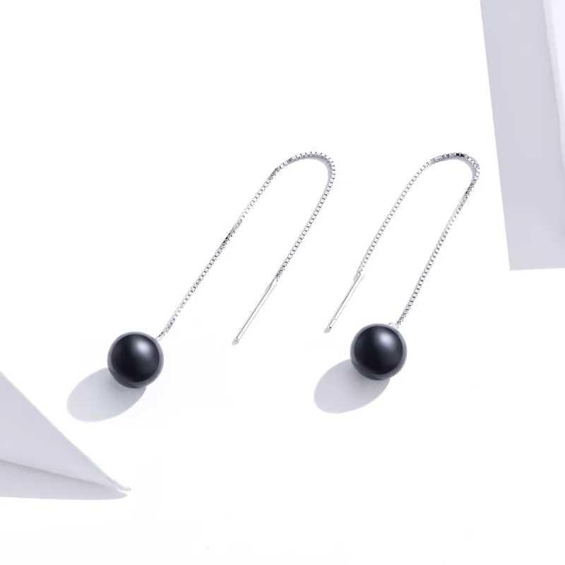 (image for) Pandora Style Silver Agate Dangle Earrings - SCE878 - View 4