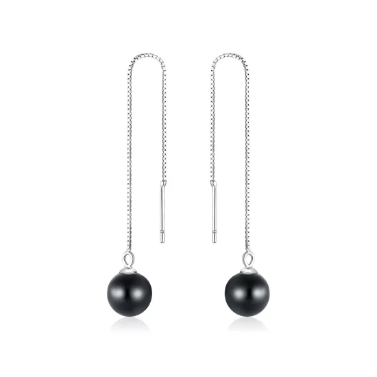 Pandora Style Silver Agate Dangle Earrings - SCE878