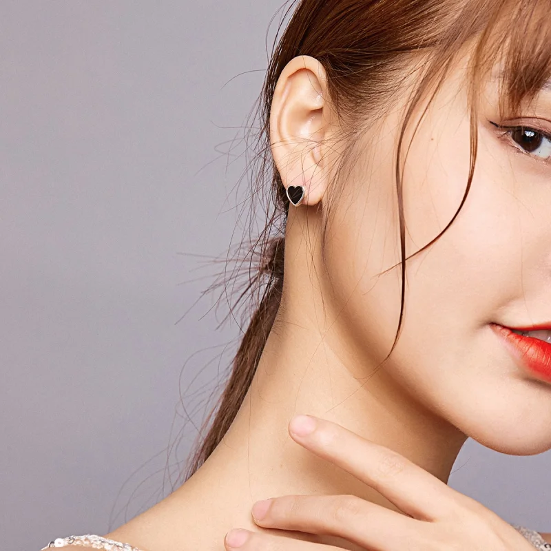 (image for) Pandora Style Silver Agate Love Stud Earrings - SCE915 - View 6