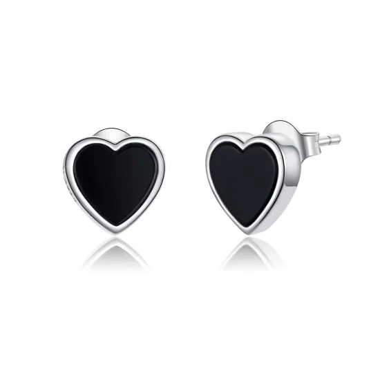 Pandora Style Silver Agate Love Stud Earrings - SCE915