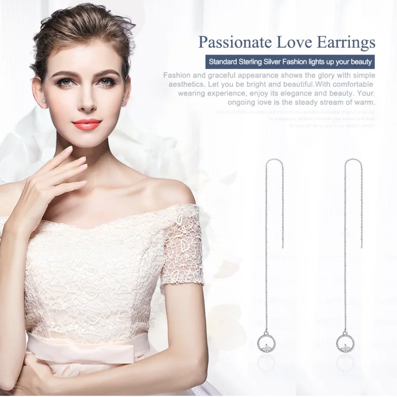 (image for) Pandora Style Silver Always Affectionate Hanging Earrings - SCE080 - View 2