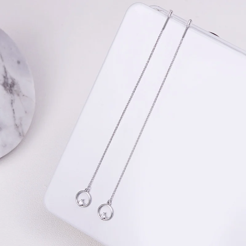 (image for) Pandora Style Silver Always Affectionate Hanging Earrings - SCE080 - View 7