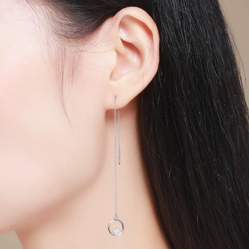 (image for) Pandora Style Silver Always Affectionate Hanging Earrings - SCE080 - View 8