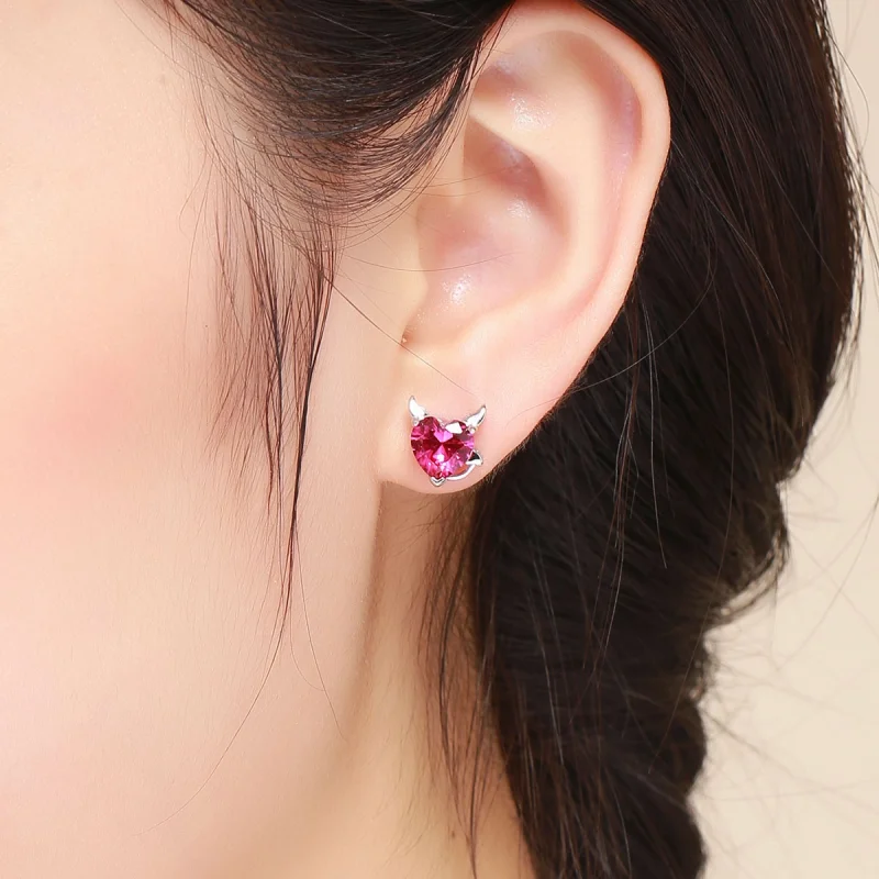 (image for) Pandora Style Silver Angel and Devil Stud Earrings - SCE414 - View 7