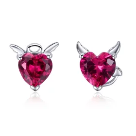 Pandora Style Silver Angel and Devil Stud Earrings - SCE414 Pandora Style Silver Angel and Devil Stud Earrings - SCE414