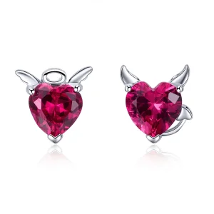 (image for) Pandora Style Silver Angel and Devil Stud Earrings - SCE414