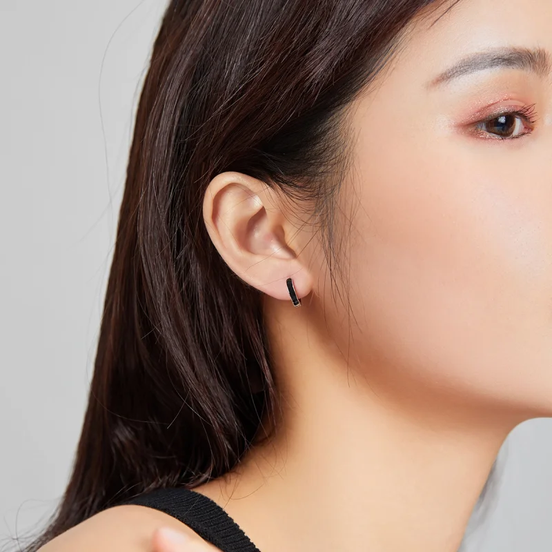 (image for) Pandora Style Silver Anti-Allergy Hoop Earrings - SCE1047 - View 7