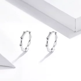 Pandora Style Silver Bamboo Hoop Earrings - SCE988