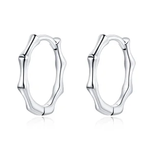 (image for) Pandora Style Silver Bamboo Hoop Earrings - SCE988