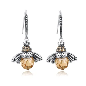 (image for) Pandora Style Silver Bee Hanging Earrings - SCE149