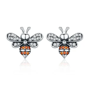 (image for) Pandora Style Silver Bee Story Stud Earrings - SCE344