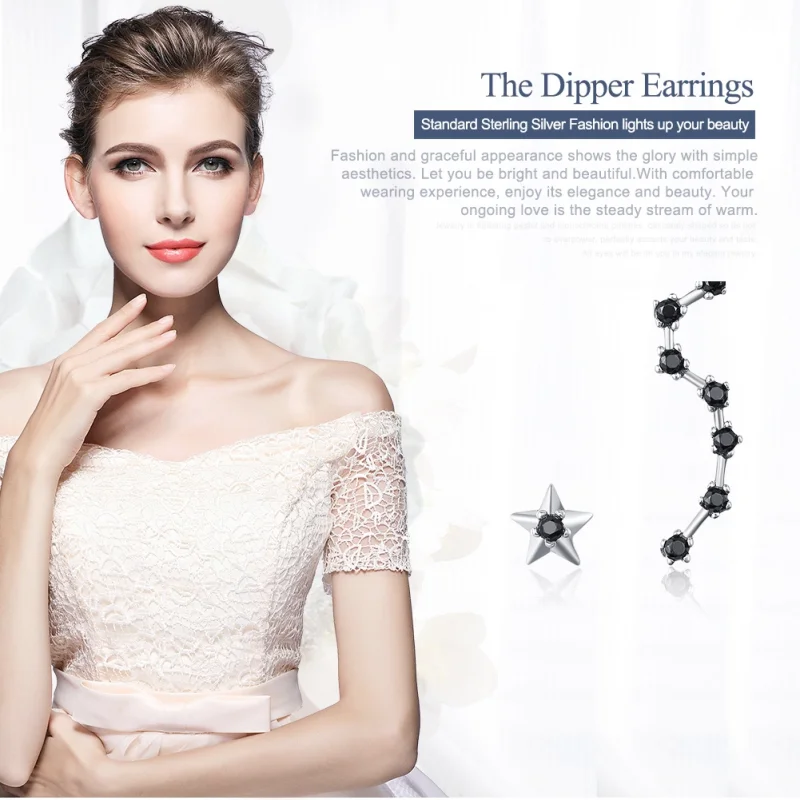 (image for) Pandora Style Silver Big Dipper Stud Earrings - SCE166 - View 2