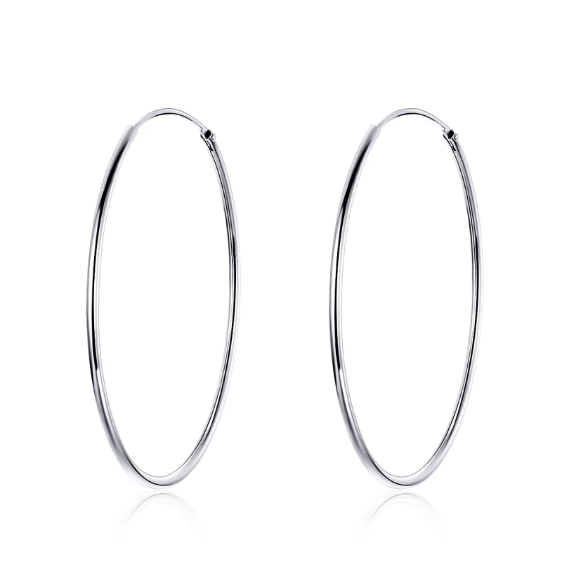 (image for) Pandora Style Silver Big Ear Ring Hoop Earrings - SCE598 - Product Image