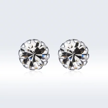 Pandora Style Silver Birthstone April Stud Earrings - SCE862-4