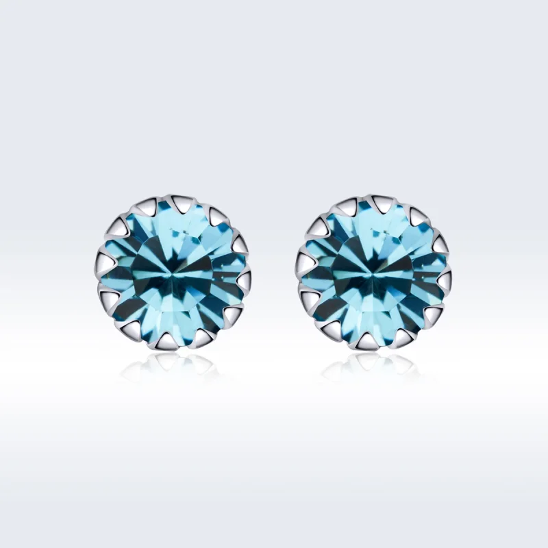 (image for) Pandora Style Silver Birthstone December Stud Earrings - SCE862-12 - View 3