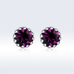 (image for) Pandora Style Silver Birthstone February Stud Earrings - SCE862-2