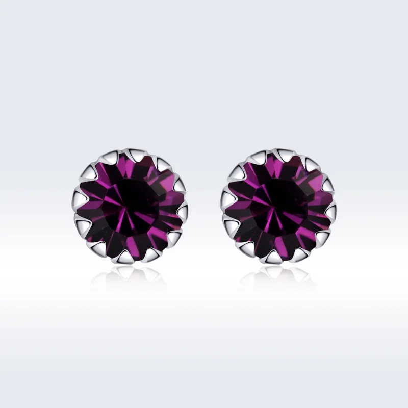 (image for) Pandora Style Silver Birthstone February Stud Earrings - SCE862-2 - Product Image