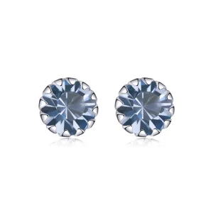 (image for) Pandora Style Silver Birthstone March Stud Earrings - SCE862-3
