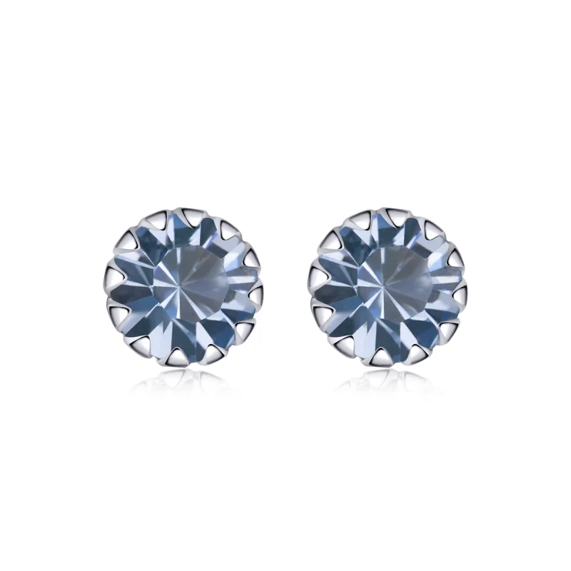 (image for) Pandora Style Silver Birthstone March Stud Earrings - SCE862-3 - Product Image