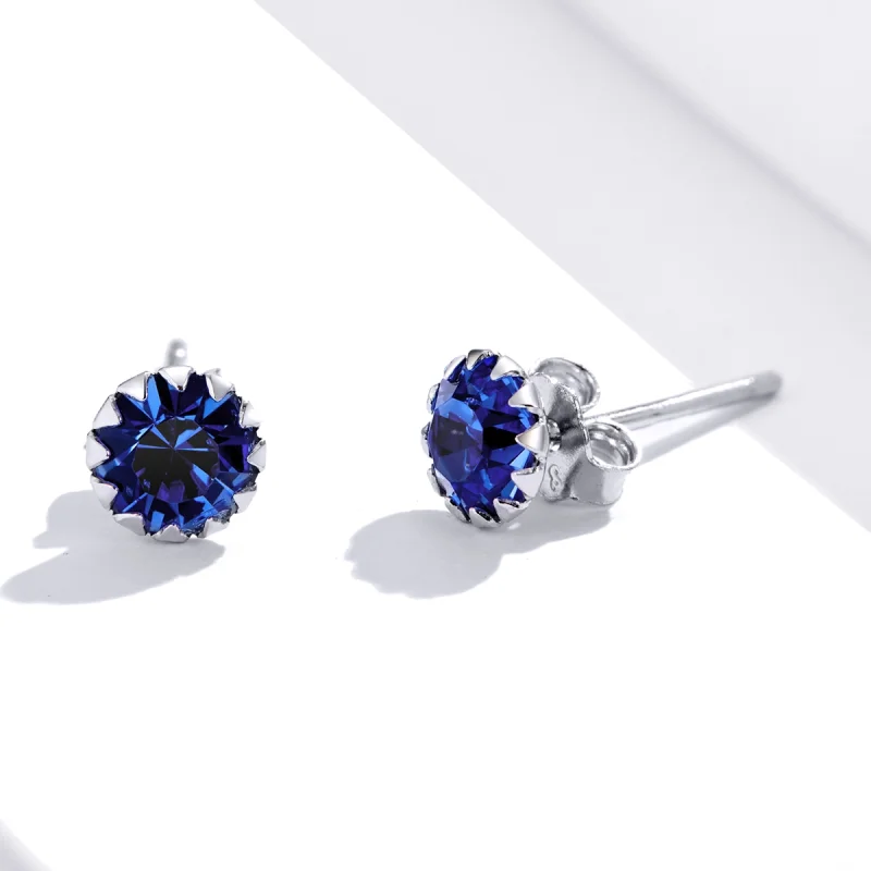 (image for) Pandora Style Silver Birthstone September Stud Earrings - SCE862-9 - View 3