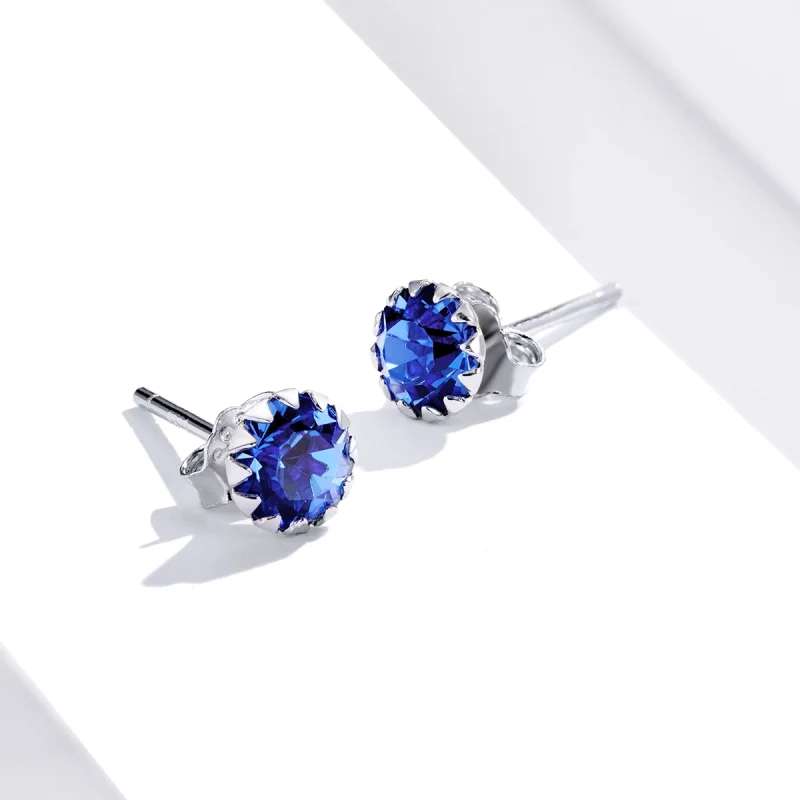 (image for) Pandora Style Silver Birthstone September Stud Earrings - SCE862-9 - View 4