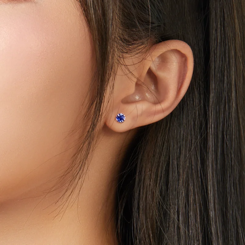 (image for) Pandora Style Silver Birthstone September Stud Earrings - SCE862-9 - View 5