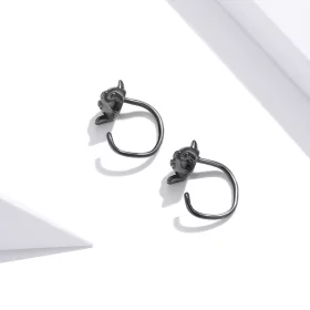 Pandora Style Silver Black Cat Stud Earrings - SCE1125 Pandora Style Silver Black Cat Stud Earrings - SCE1125