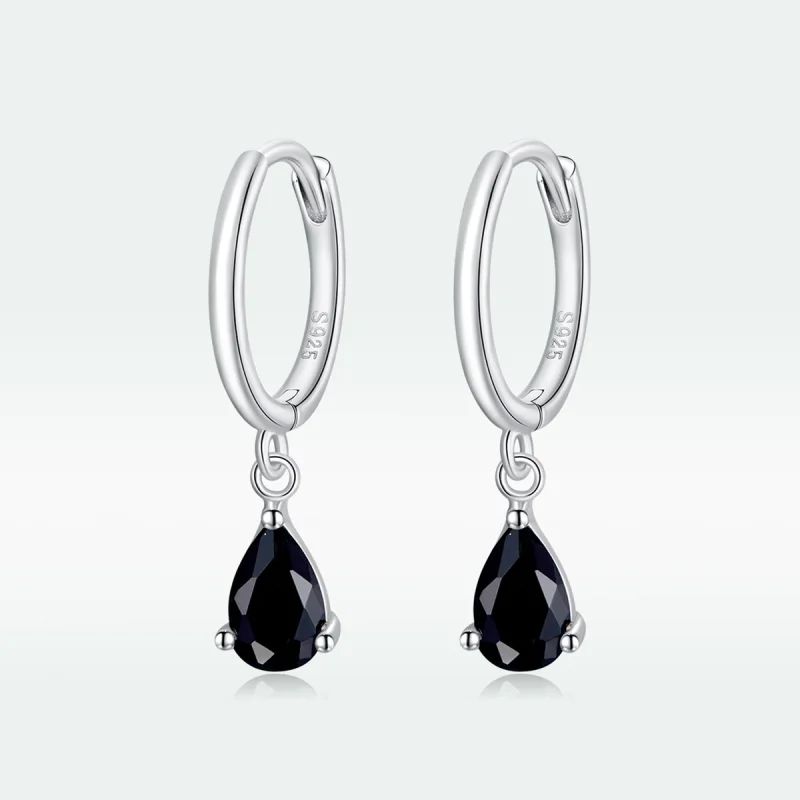 (image for) Pandora Style Silver Black Drop Dangle Earrings - SCE1018-BK - View 5