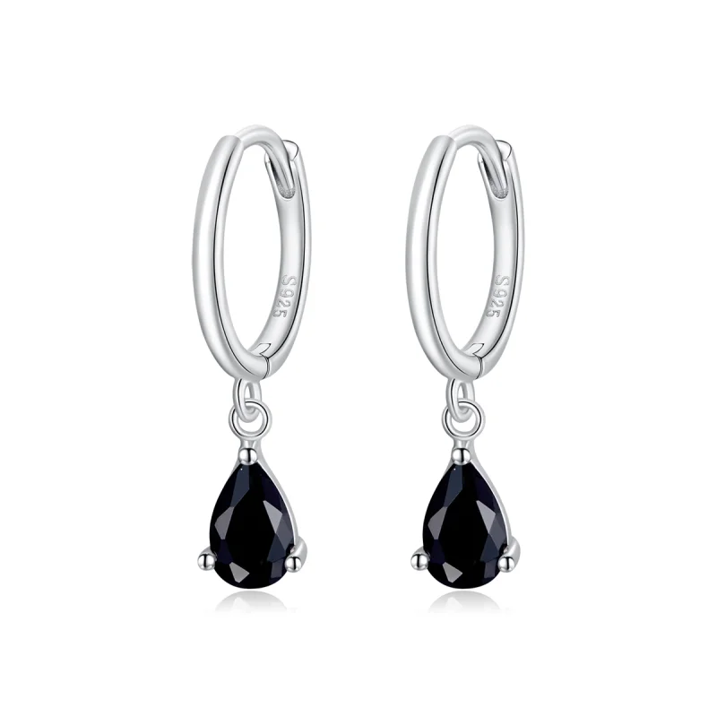 (image for) Pandora Style Silver Black Drop Dangle Earrings - SCE1018-BK - Product Image