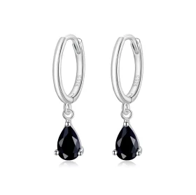 Pandora Style Silver Black Drop Dangle Earrings - SCE1018-BK Pandora Style Silver Black Drop Dangle Earrings - SCE1018-BK