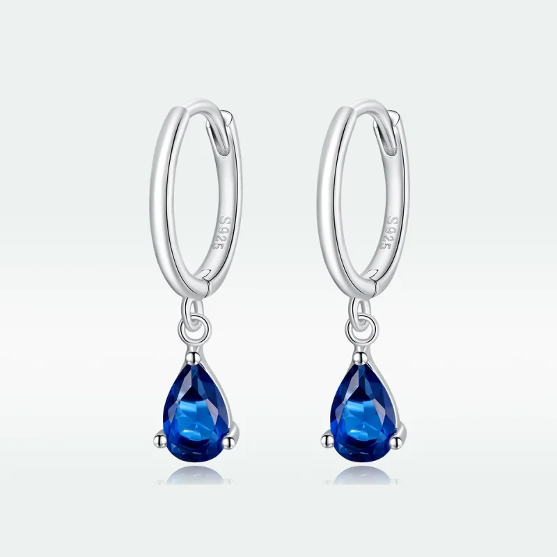 (image for) Pandora Style Silver Blue Drop Dangle Earrings - SCE1018-BU - View 5