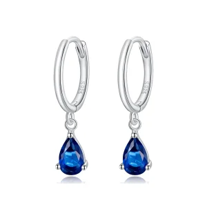 (image for) Pandora Style Silver Blue Drop Dangle Earrings - SCE1018-BU
