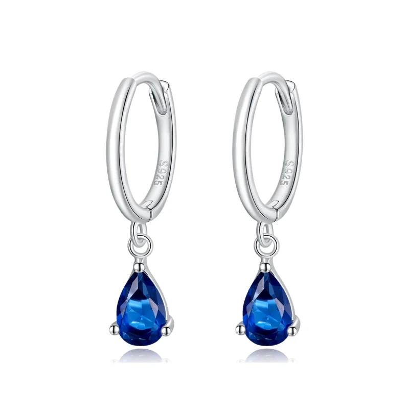 (image for) Pandora Style Silver Blue Drop Dangle Earrings - SCE1018-BU - Product Image