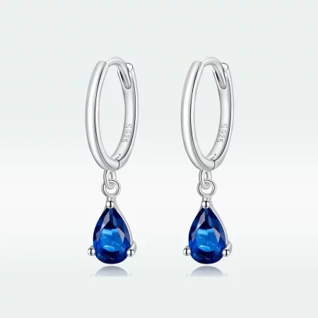Pandora Style Silver Blue Drop Dangle Earrings - SCE1018-BU