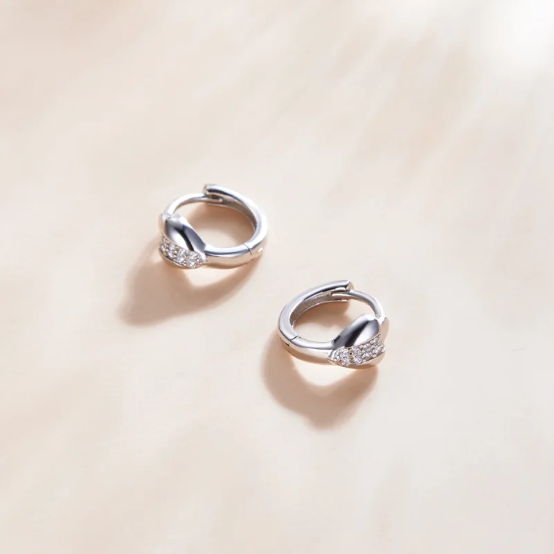 (image for) Pandora Style Silver Bright Love Hoop Earrings - SCE1109 - View 4