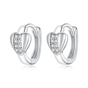 (image for) Pandora Style Silver Bright Love Hoop Earrings - SCE1109