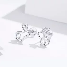 Pandora Style Silver Bunny Stud Earrings - SCE698 Pandora Style Silver Bunny Stud Earrings - SCE698