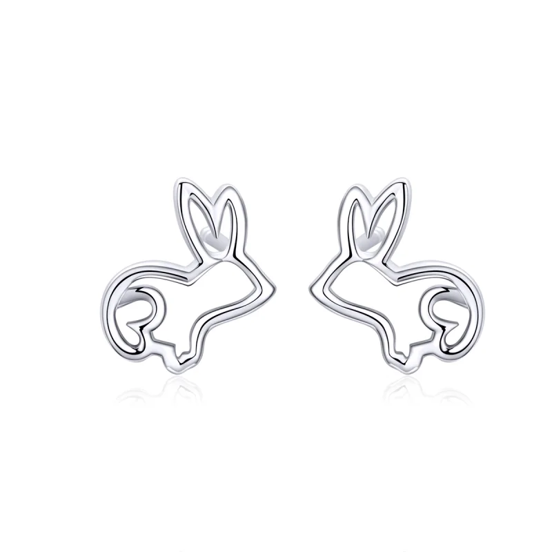 (image for) Pandora Style Silver Bunny Stud Earrings - SCE698 - Product Image