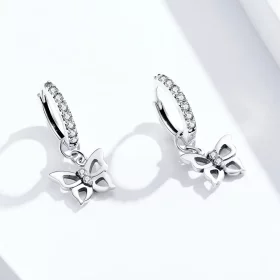 Pandora Style Silver Butterfly Dangle Earrings - SCE833 Pandora Style Silver Butterfly Dangle Earrings - SCE833
