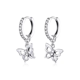 Pandora Style Silver Butterfly Dangle Earrings - SCE833 Pandora Style Silver Butterfly Dangle Earrings - SCE833