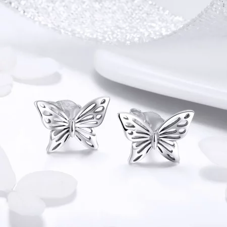 Pandora Style Silver Butterfly Dream Stud Earrings - SCE452